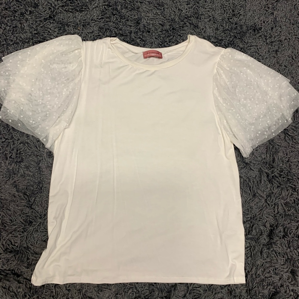 Ragdoll Top with Sheer polka dot Sleeves